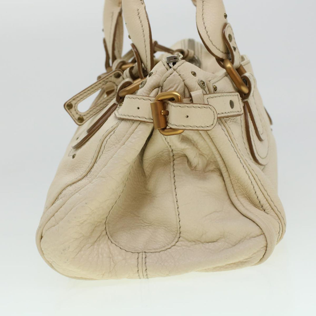 Chloe Paddington Hand Bag Leather Beige 44401