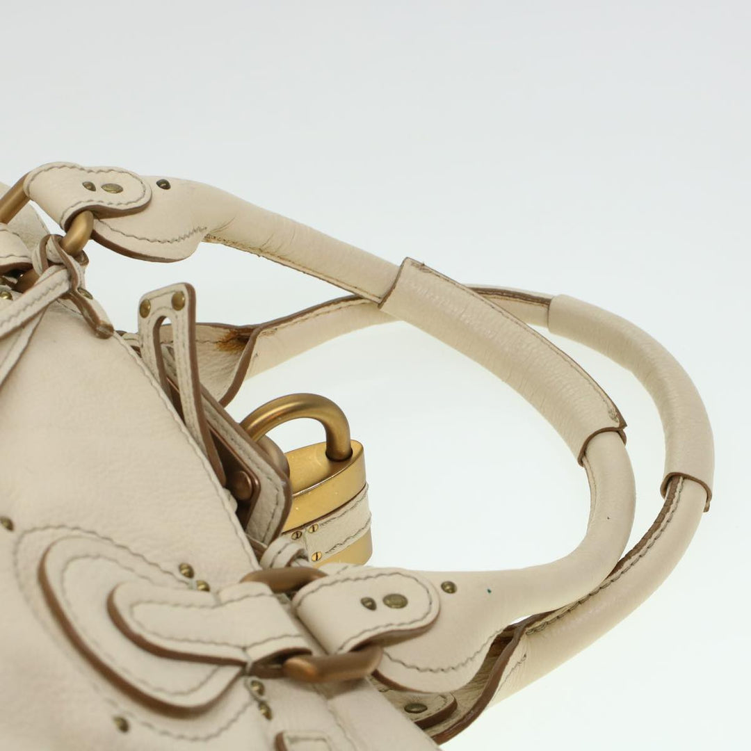 Chloe Paddington Hand Bag Leather Beige 44401