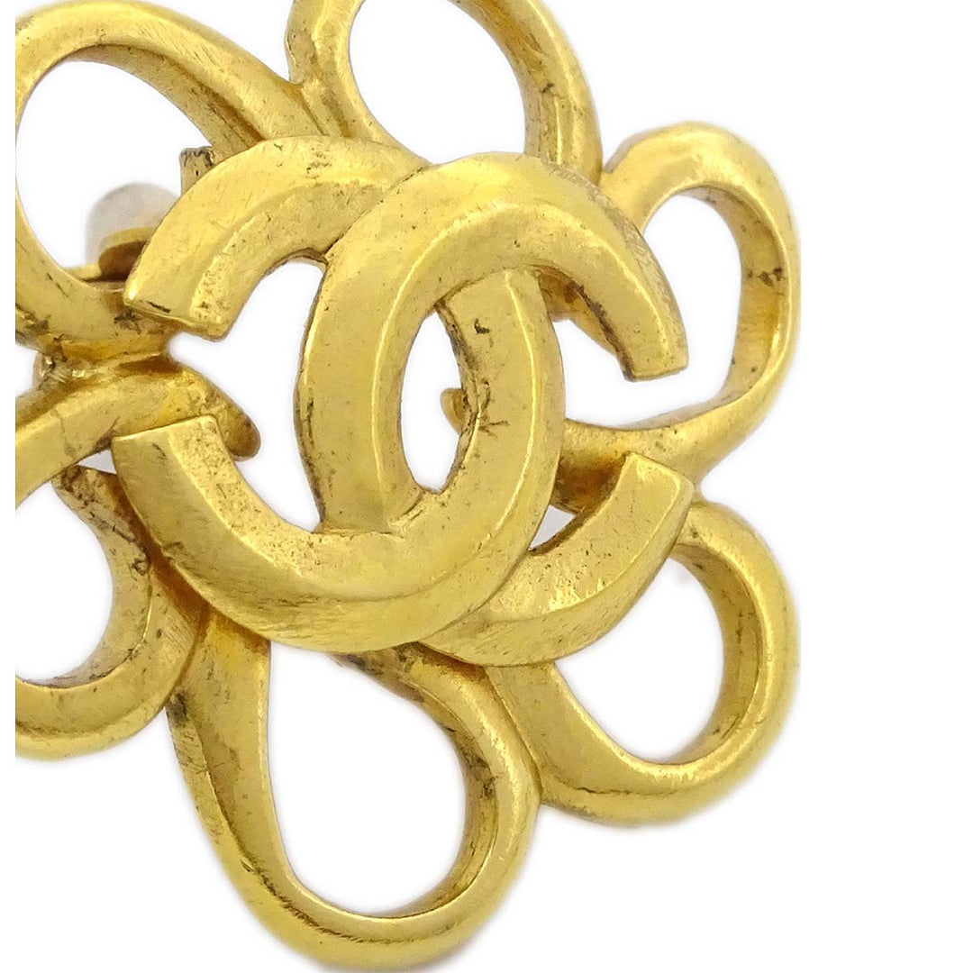 Top Quality Chanel Flower Earrings Clip-On Gold 96P
