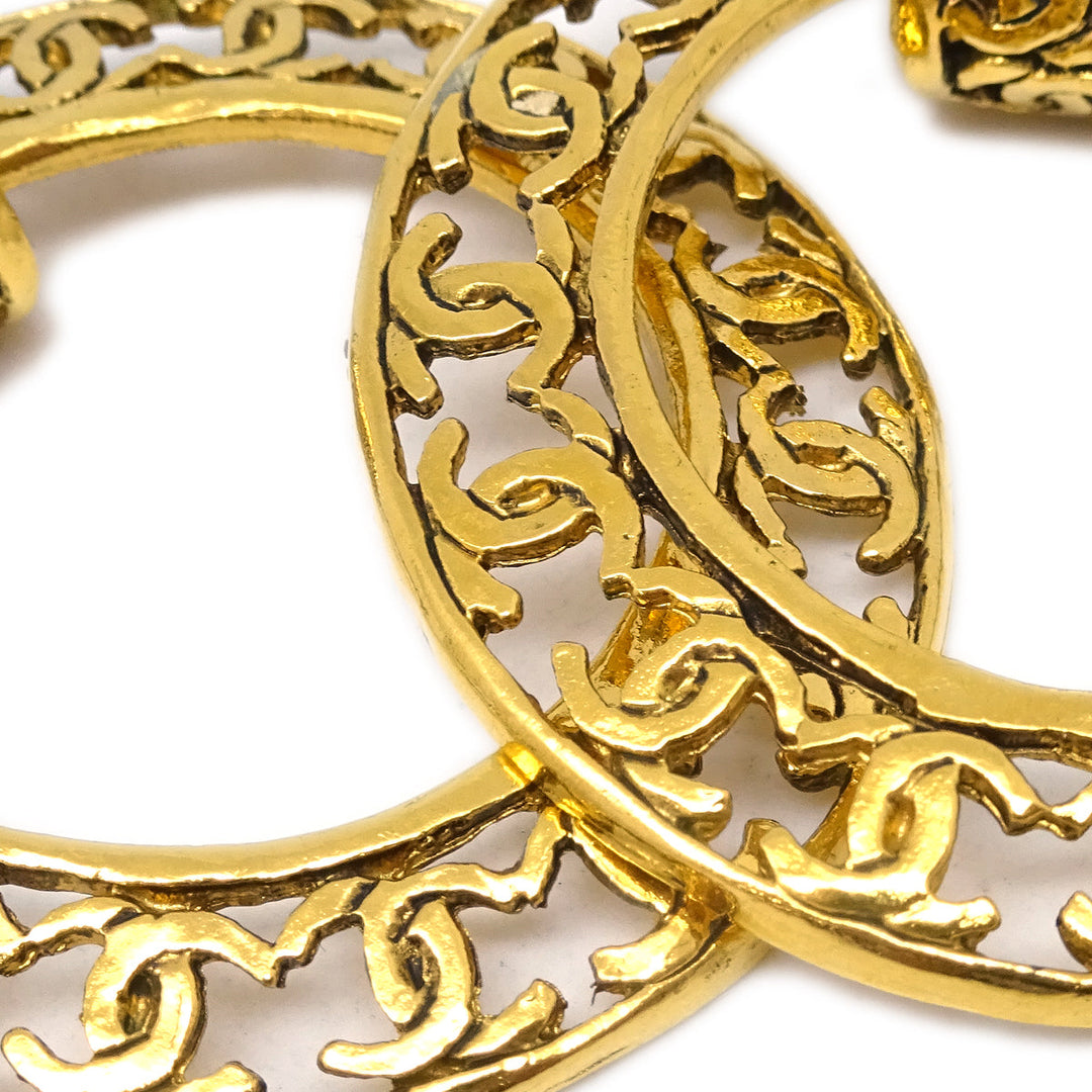 Top Quality Chanel Hoop Dangle Earrings Clip-On Gold
