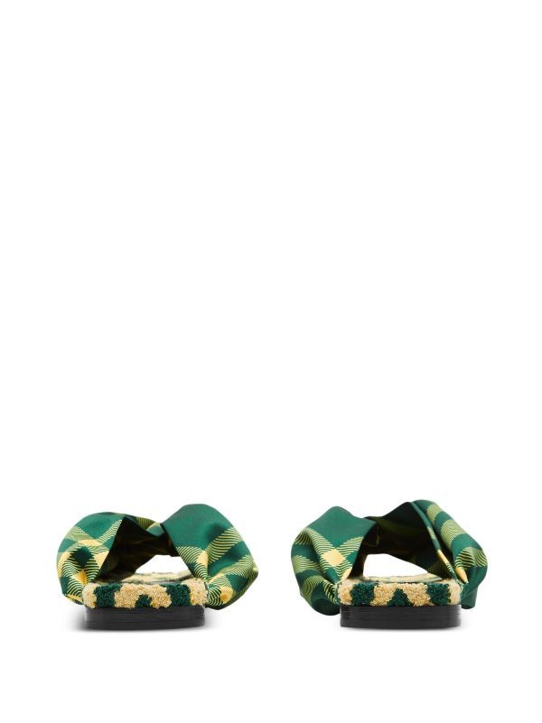 Burberry Check Pool Flat Slides Green