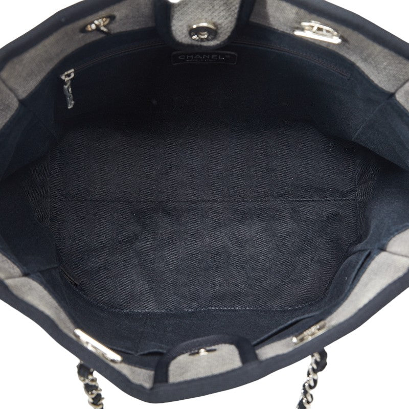 Top Quality Chanel DOVILLE MEDIUM Tote MM SHOLDER BAG TORTE BAG GREY BLACK CANVES LEADER LADY Top Quality Chanel CHANEL