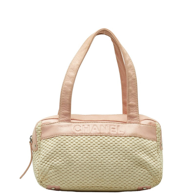 Top Quality Chanel Logo One-Shoulder Bag Handbag Pink Natural Leather Cotton  CHANEL