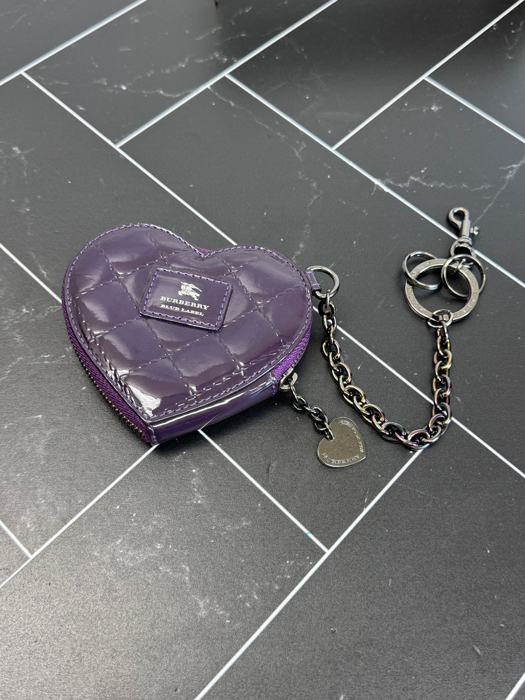 Burberry Purple Patent Leather Heart Pouch