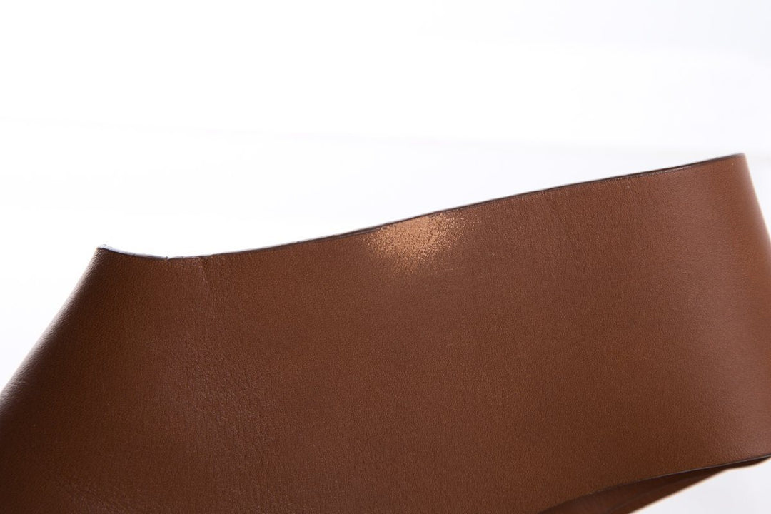 Céline Brown Leather Espadrilles Wedges SZ 38