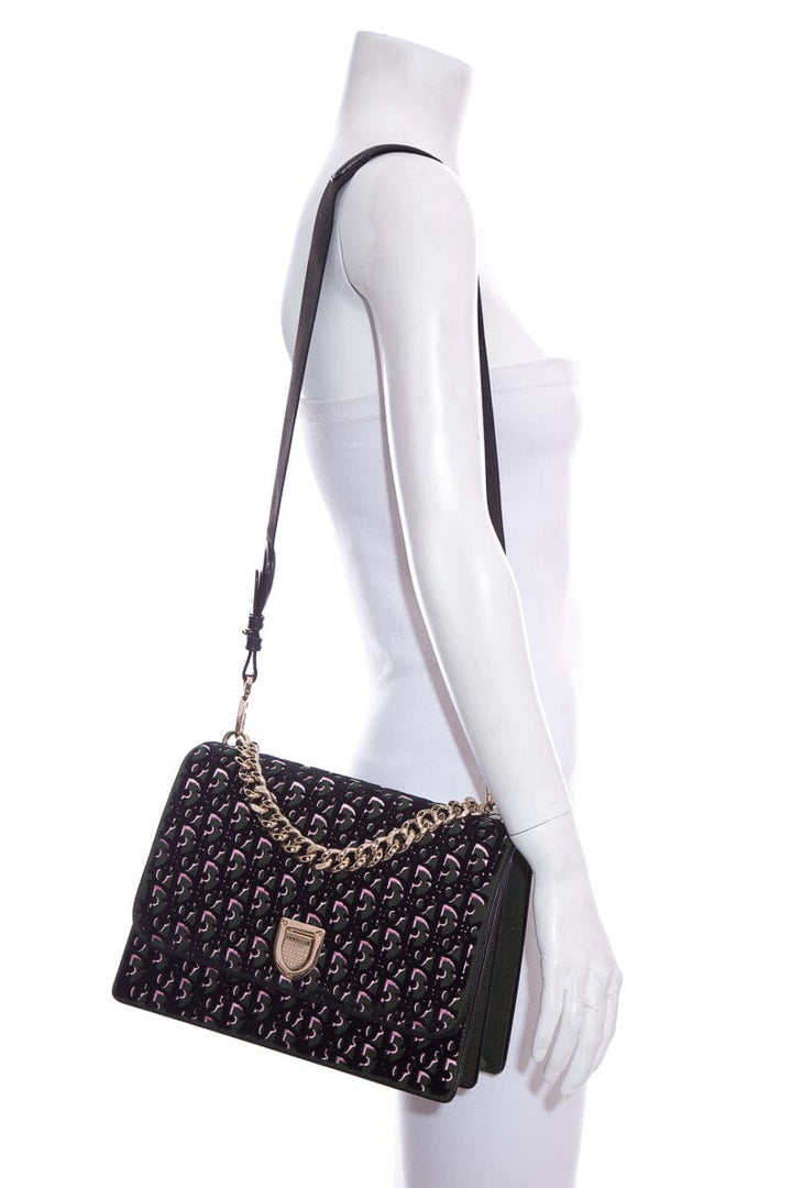 Top quality Diorama Green & Pink Velvet Oblique Handbag