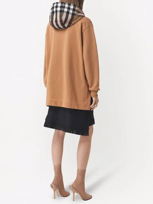 Burberry Cotton Check Zip-Up Hoodie Camel