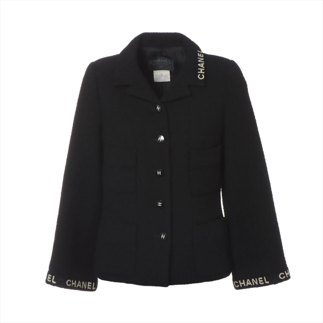 Top Quality Chanel Coconut Button 95A Wool  Nylon Jacket 38  Black P05747V04386 Twid Logo Stitching