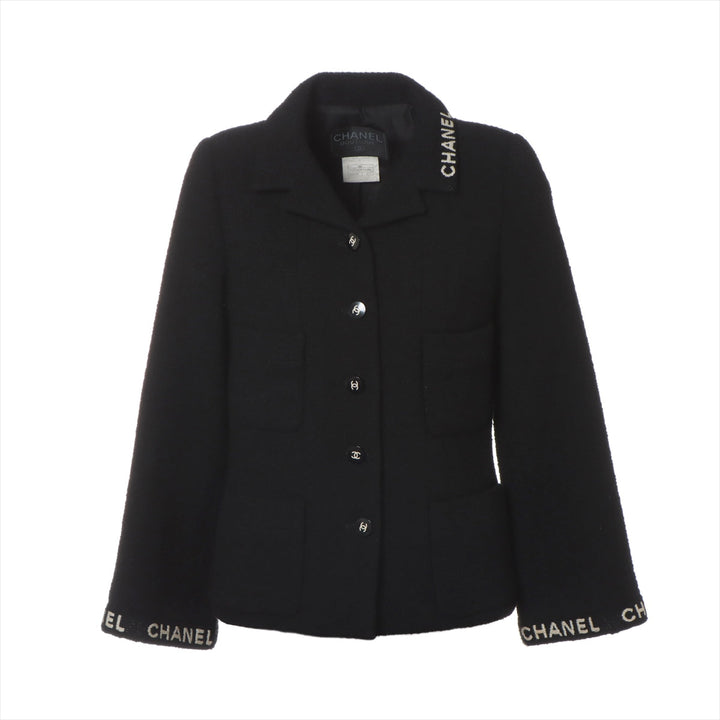 Top Quality Chanel Coconut Button 95A Wool  Nylon Jacket 38  Black P05747V04386 Twid Logo Stitching