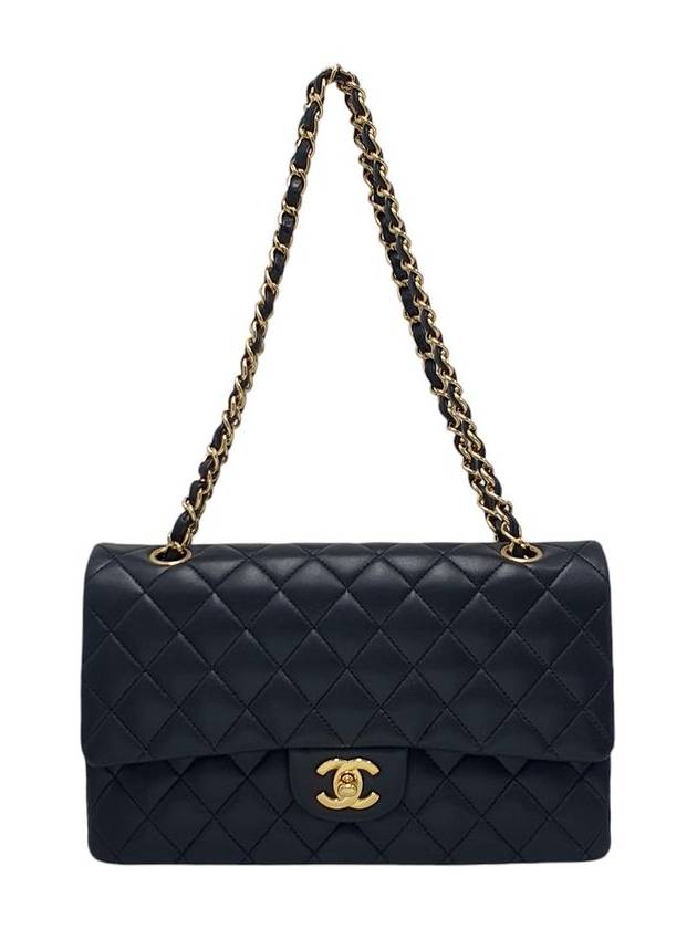 A01112 Black Lambskin Gold Classic Medium Chain Shoulder Bag Chanel