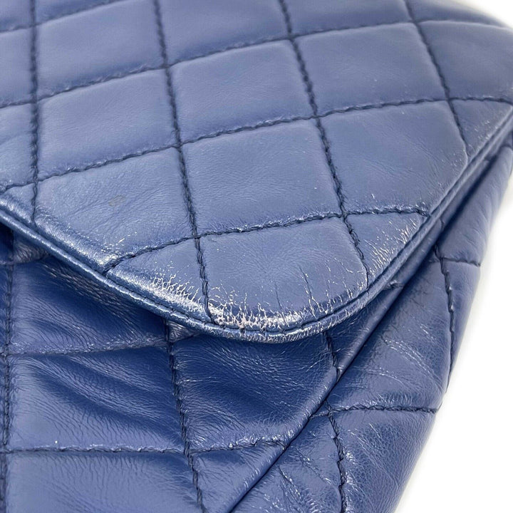 Chanel - Classic 08 Single New Bag - Blue Quilted Lambskin Maxi Shoulder Bag