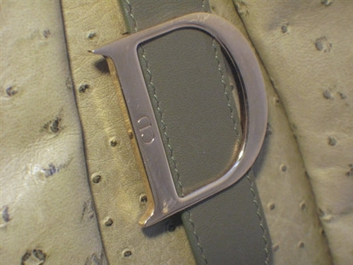 Christian Top quality Dior Green Ostrich Leather Handbag