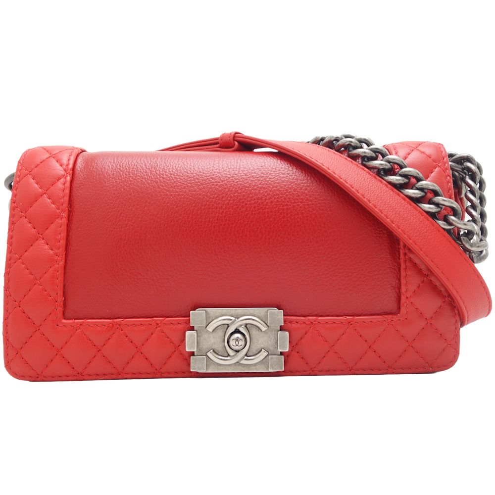 Top Quality Chanel Boy Chain Shoulder Bag Red Lambskin
