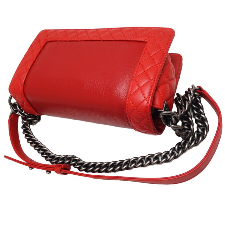 Top Quality Chanel Boy Chain Shoulder Bag Red Lambskin