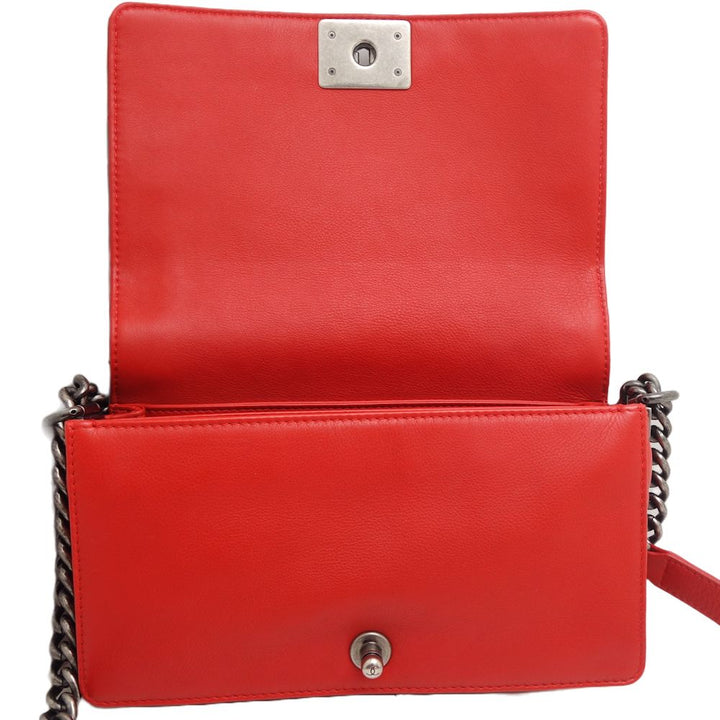 Top Quality Chanel Boy Chain Shoulder Bag Red Lambskin