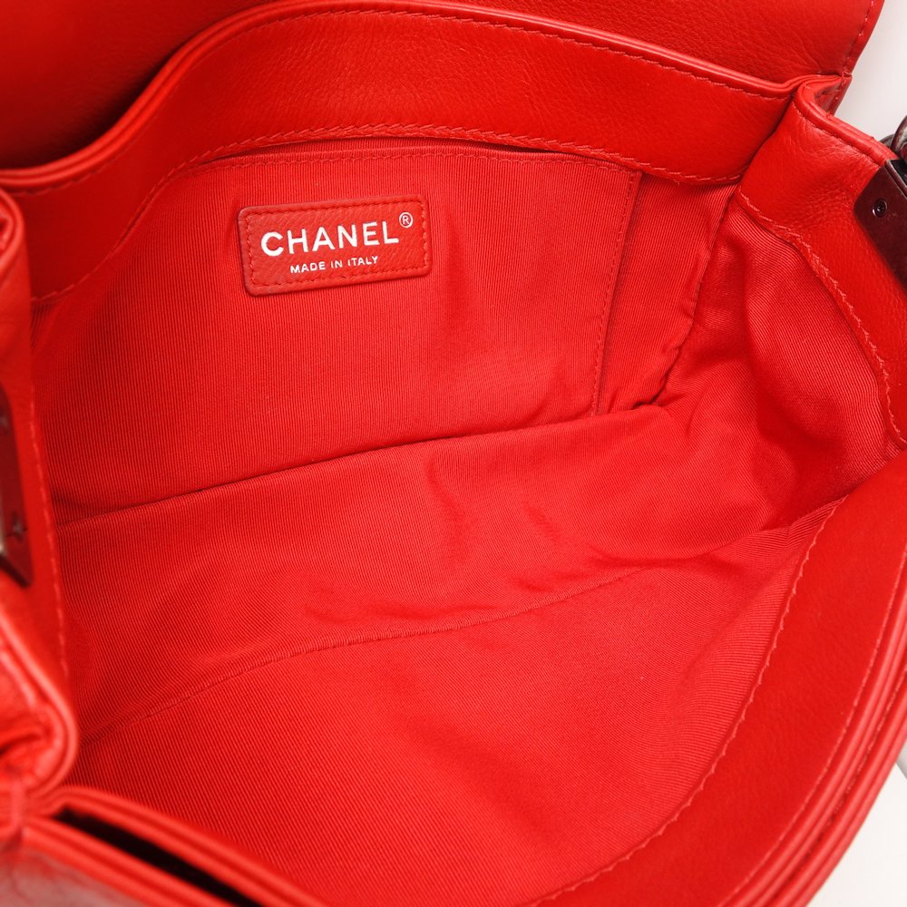 Top Quality Chanel Boy Chain Shoulder Bag Red Lambskin