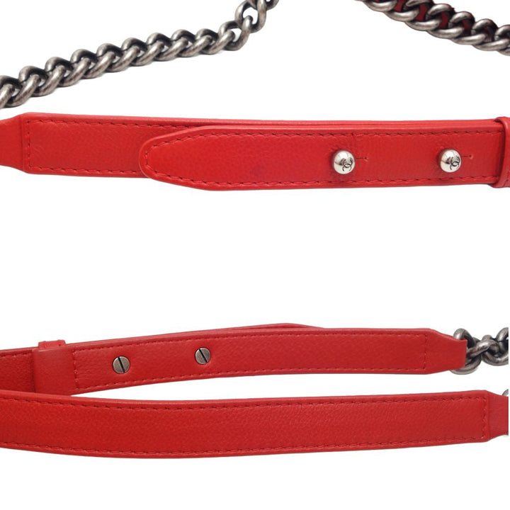 Top Quality Chanel Boy Chain Shoulder Bag Red Lambskin