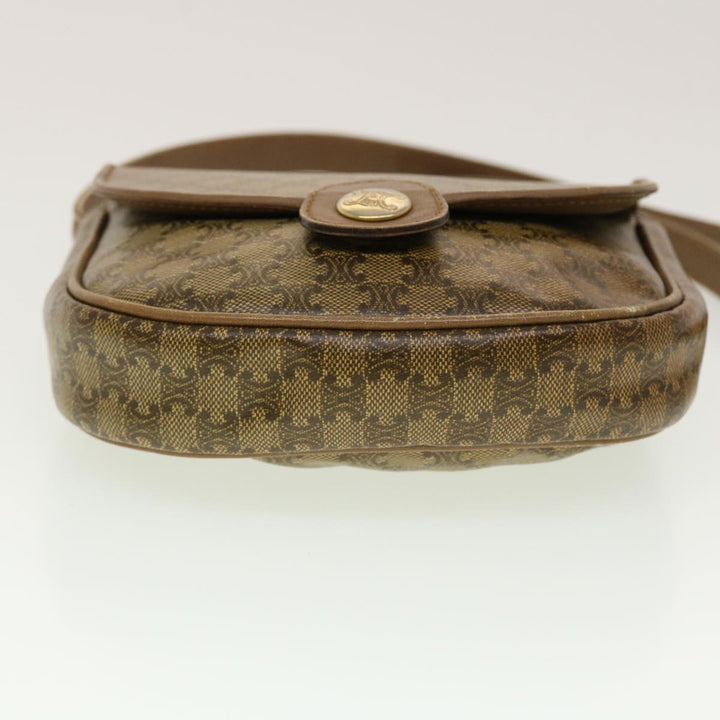 Celine Macadam Canvas Shoulder Bag PVC Leather Beige  45076