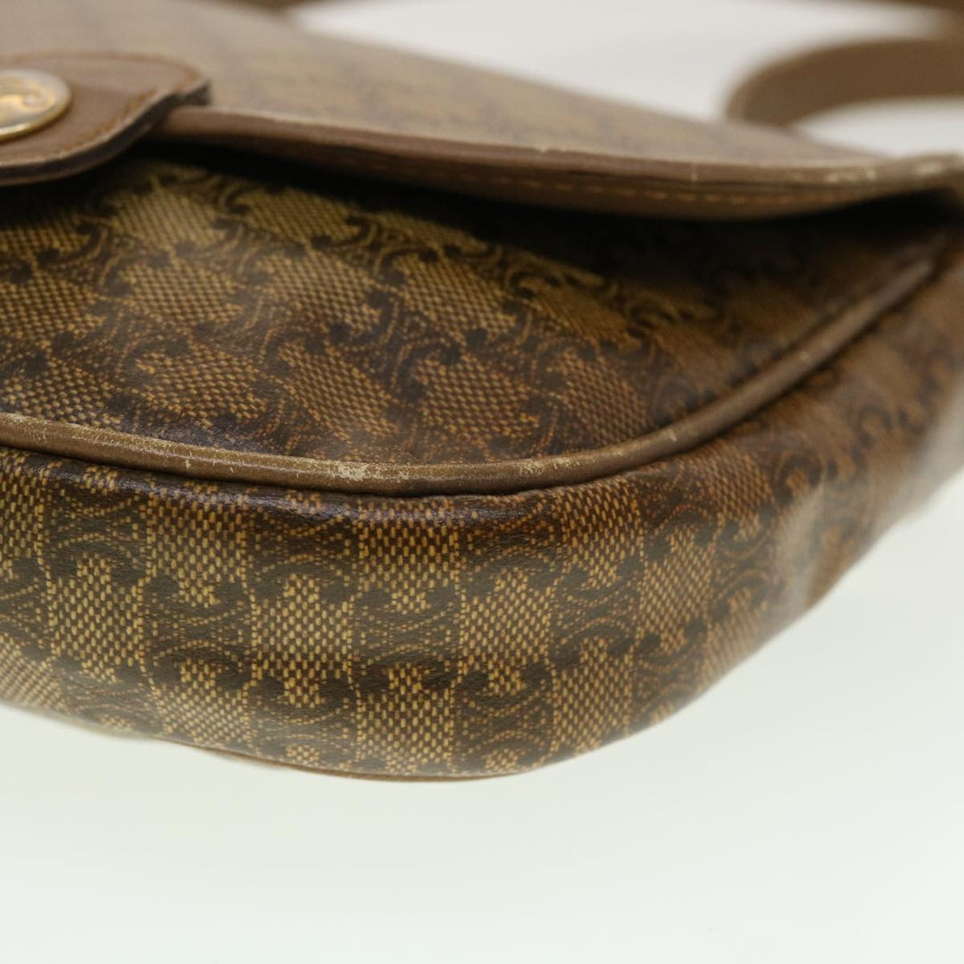 Celine Macadam Canvas Shoulder Bag PVC Leather Beige  45076