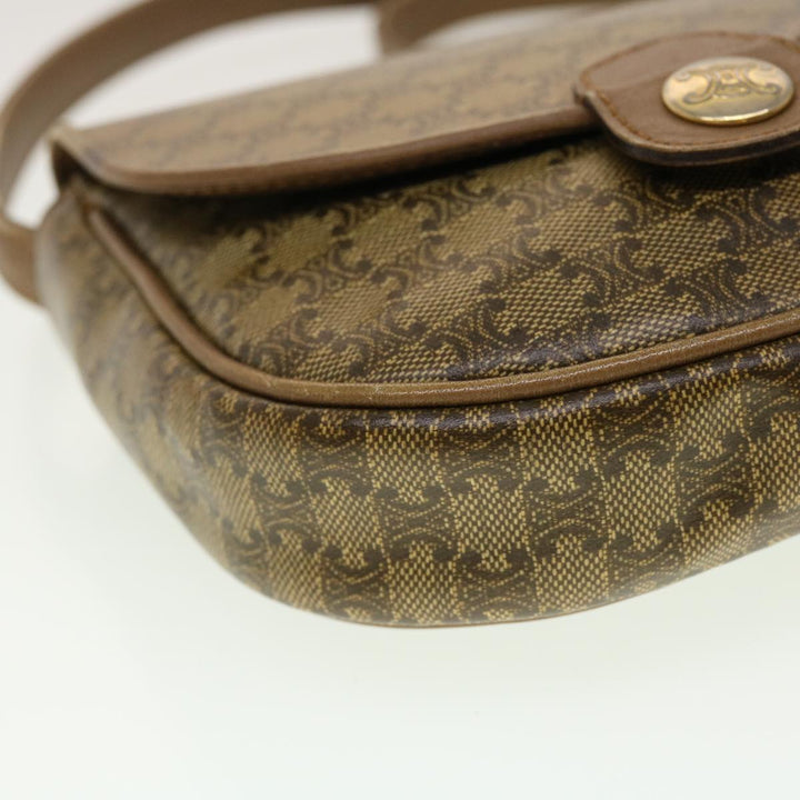 Celine Macadam Canvas Shoulder Bag PVC Leather Beige  45076
