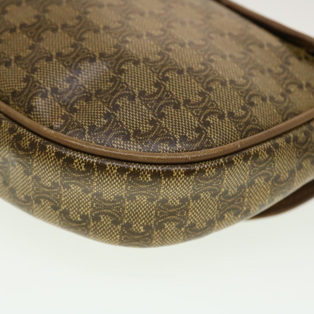 Celine Macadam Canvas Shoulder Bag PVC Leather Beige  45076