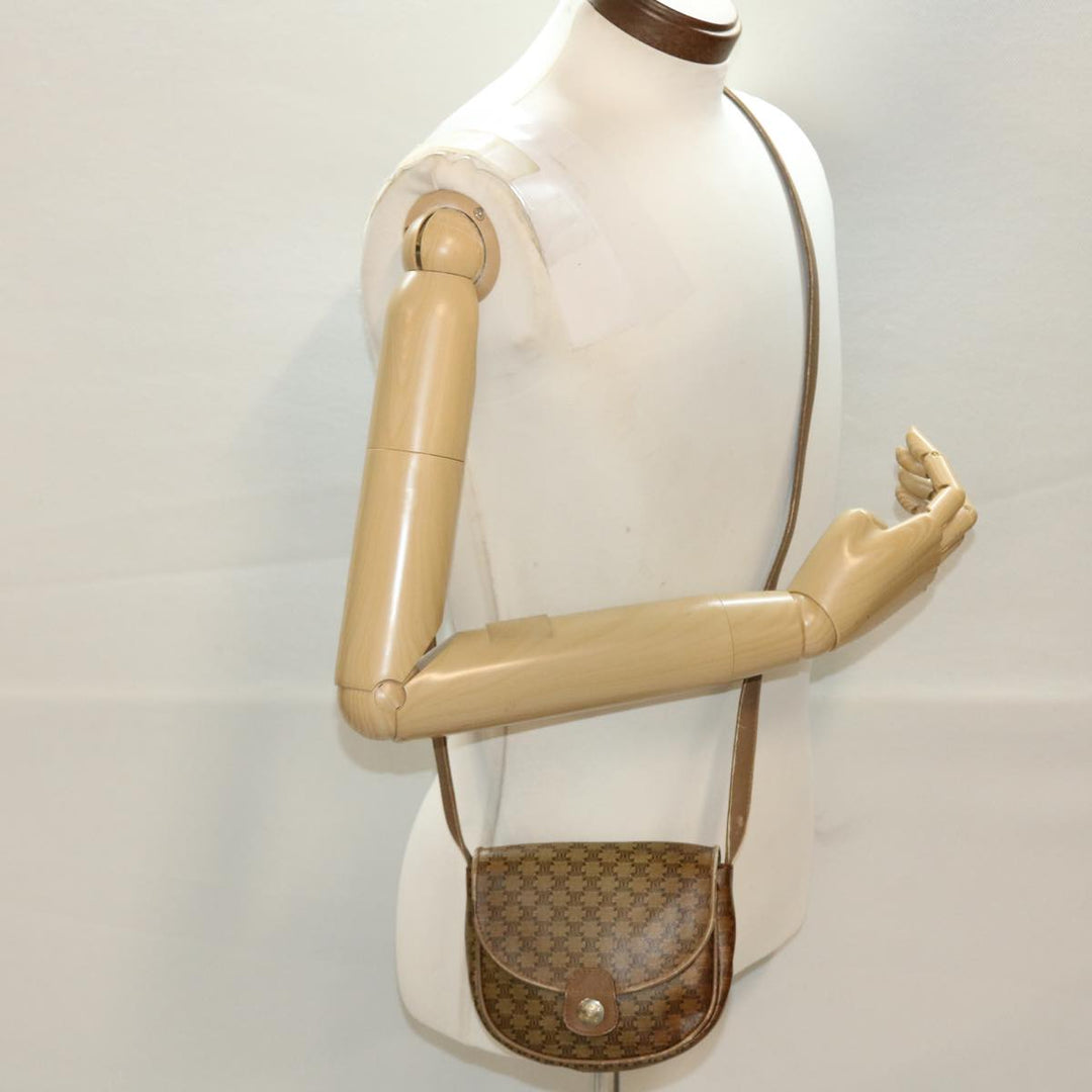 Celine Macadam Canvas Shoulder Bag PVC Leather Beige  45076