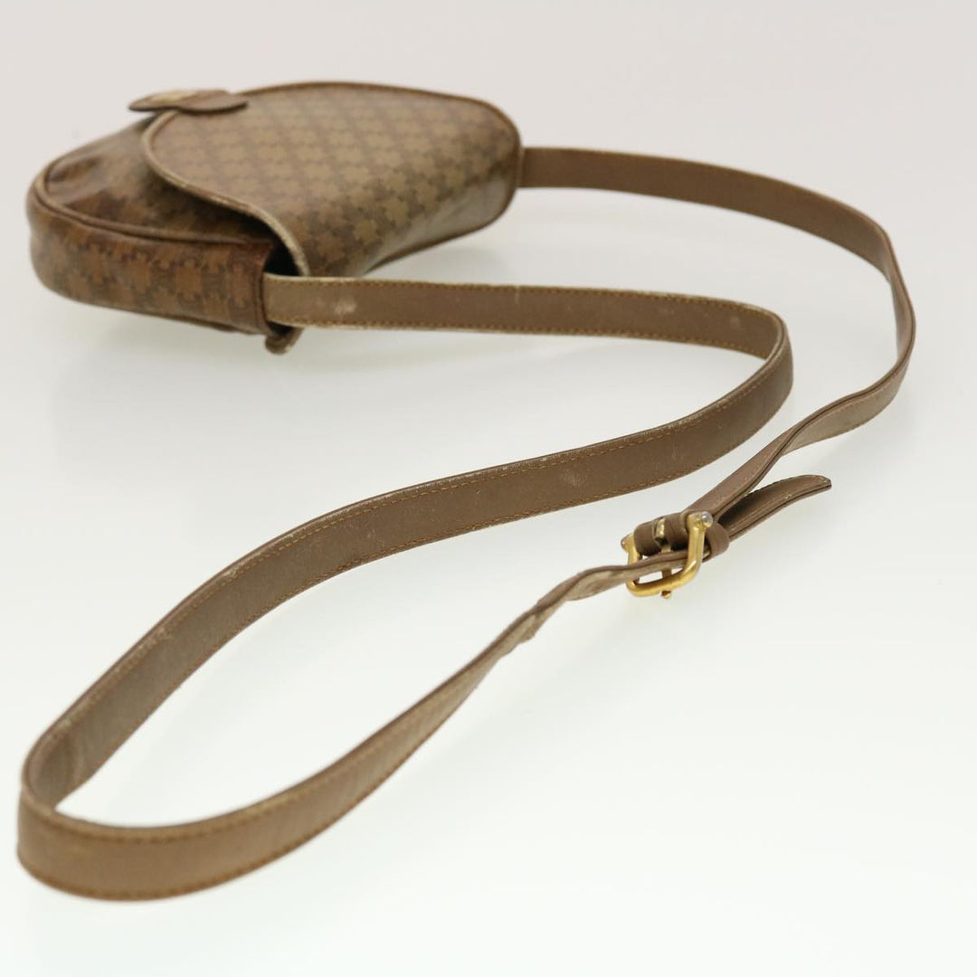 Celine Macadam Canvas Shoulder Bag PVC Leather Beige  45076