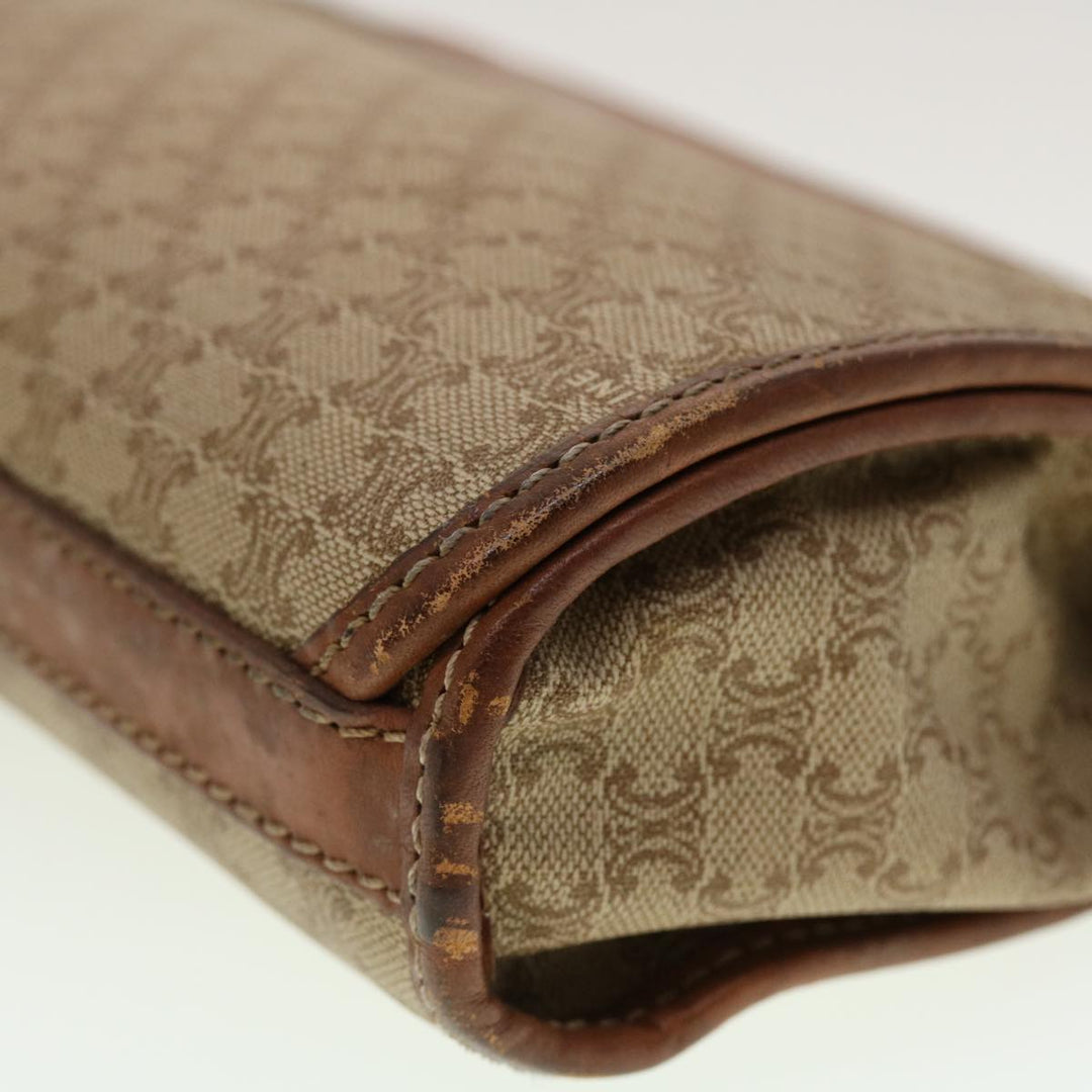 Celine Macadam Canvas Clutch Bag PVC Leather Beige Auth 45077