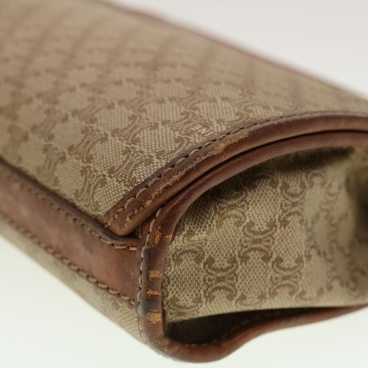 Celine Macadam Canvas Clutch Bag PVC Leather Beige Auth 45077