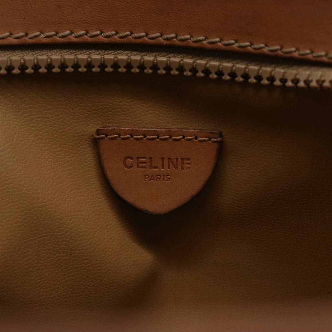 Celine Macadam Canvas Clutch Bag PVC Leather Beige Auth 45077
