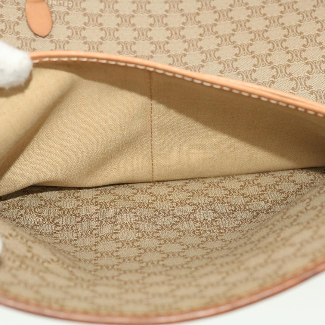 Celine Macadam Canvas Clutch Bag PVC Leather Beige Auth 45077