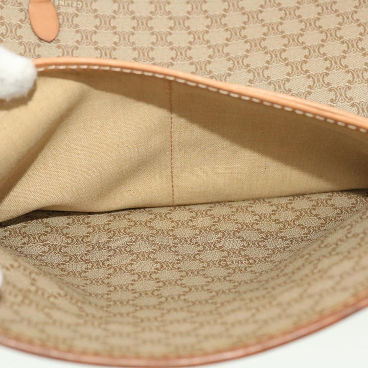 Celine Macadam Canvas Clutch Bag PVC Leather Beige Auth 45077