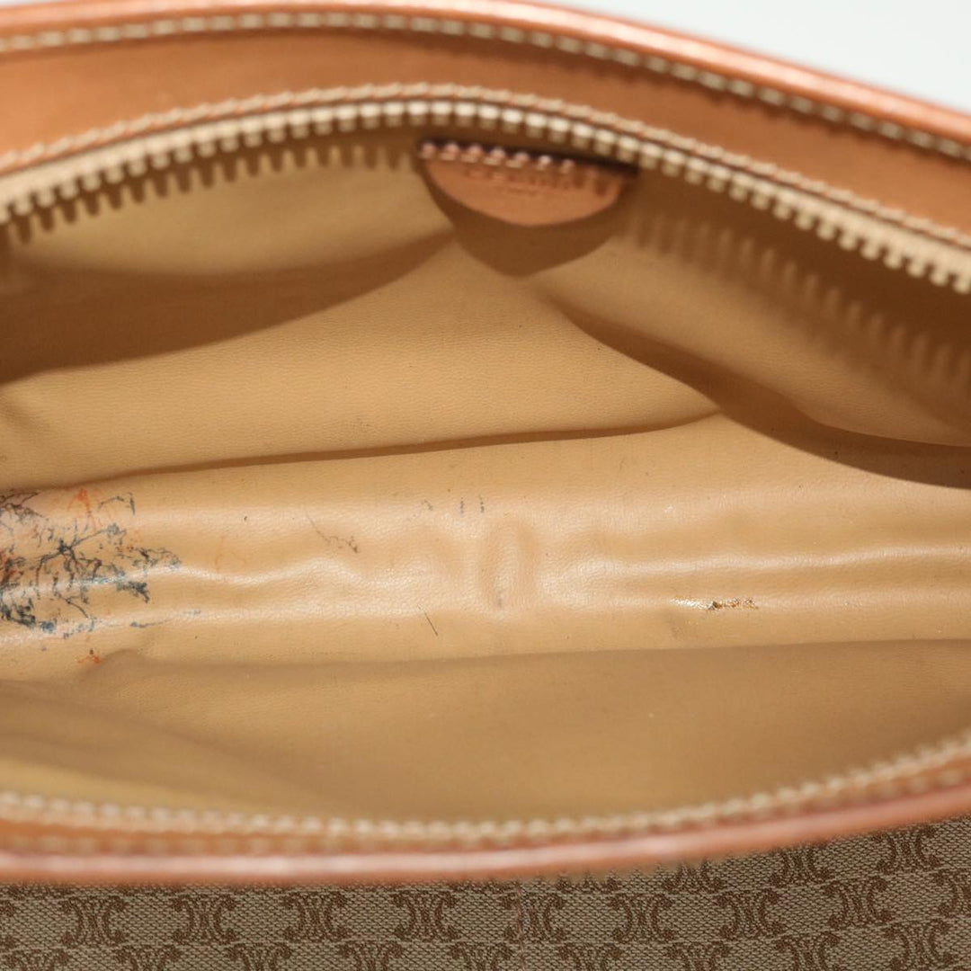 Celine Macadam Canvas Clutch Bag PVC Leather Beige Auth 45077