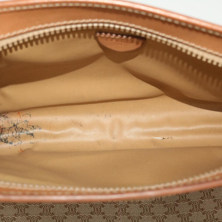 Celine Macadam Canvas Clutch Bag PVC Leather Beige Auth 45077