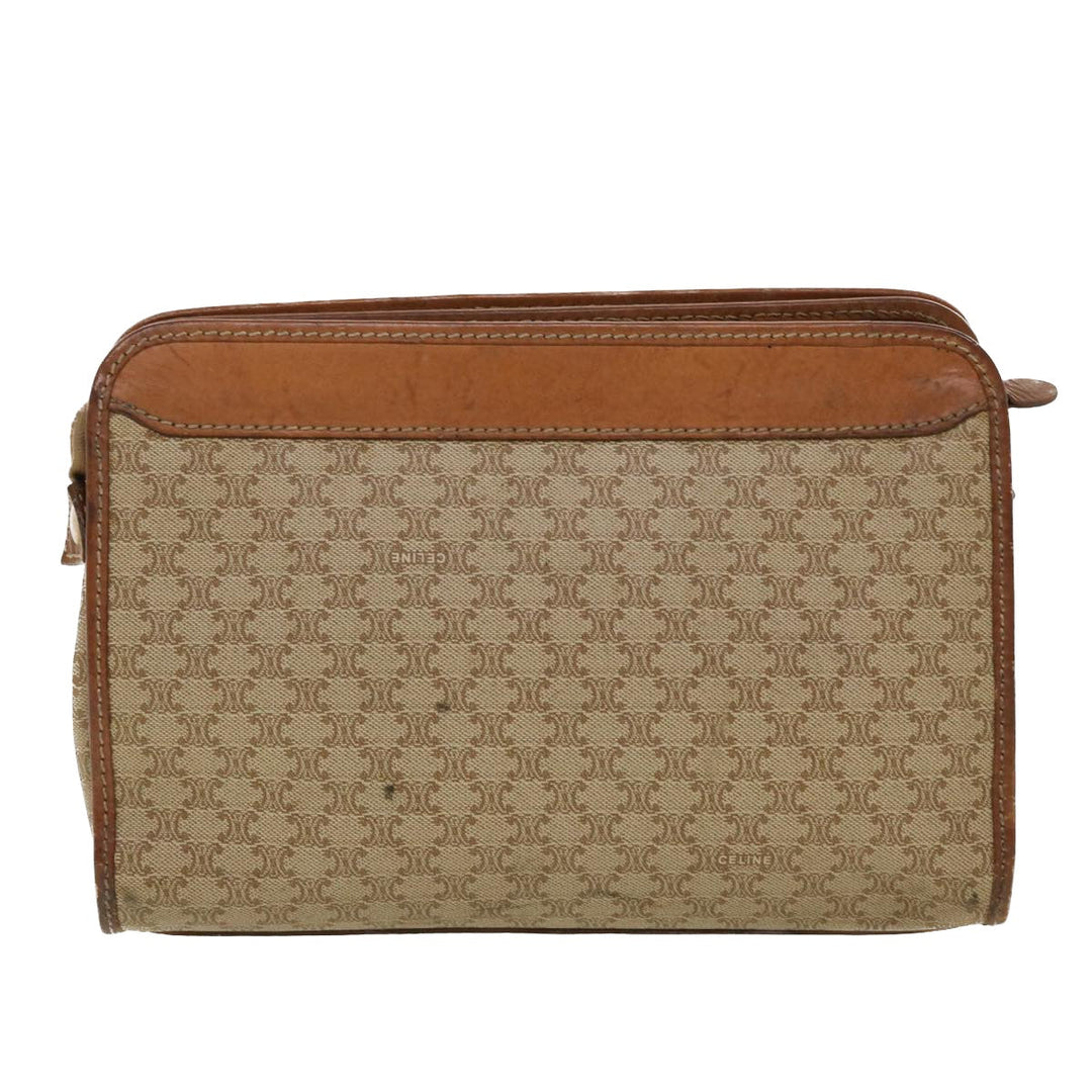 Celine Macadam Canvas Clutch Bag PVC Leather Beige Auth 45077