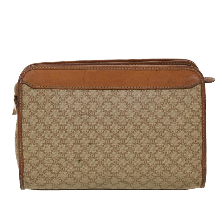 Celine Macadam Canvas Clutch Bag PVC Leather Beige Auth 45077