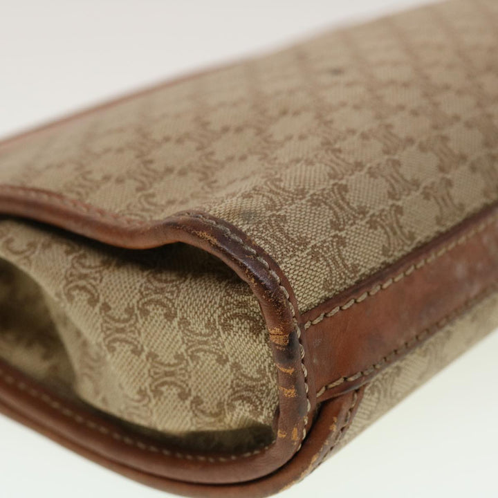 Celine Macadam Canvas Clutch Bag PVC Leather Beige Auth 45077