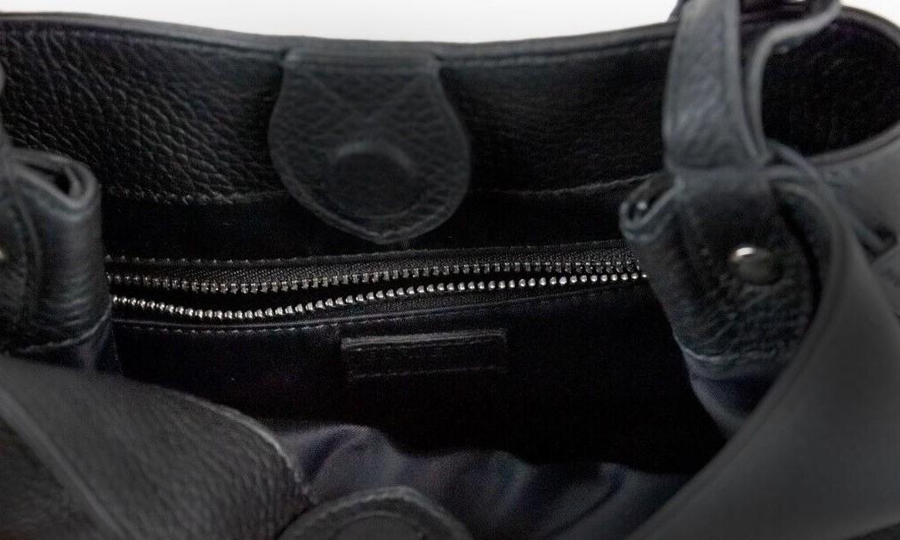 Burberry Black Pebbled Leather Bucket Crossbody Handbag