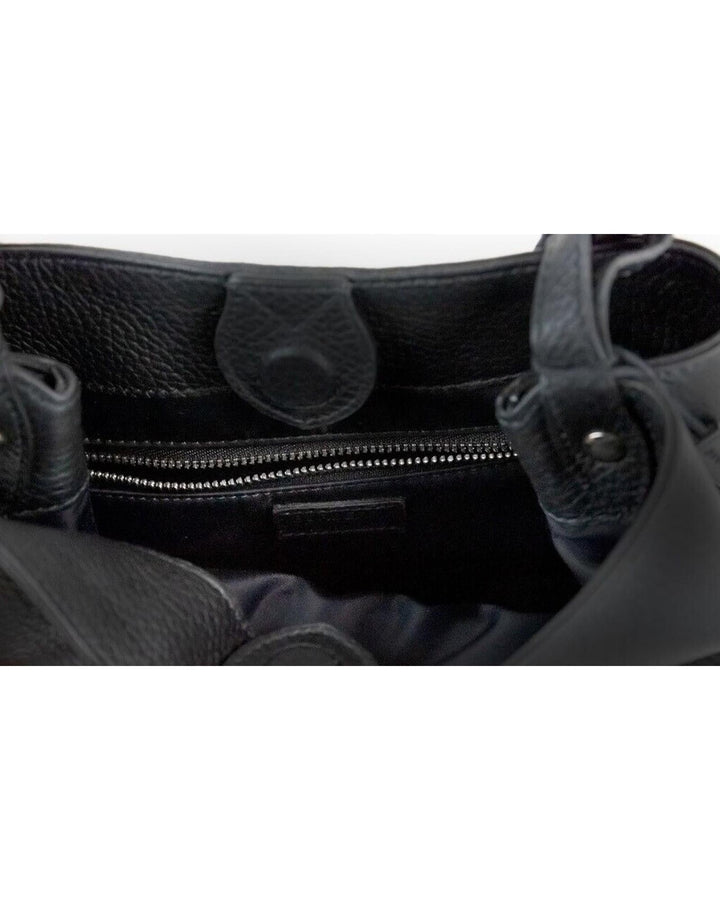 Burberry Black Pebbled Leather Bucket Crossbody Handbag