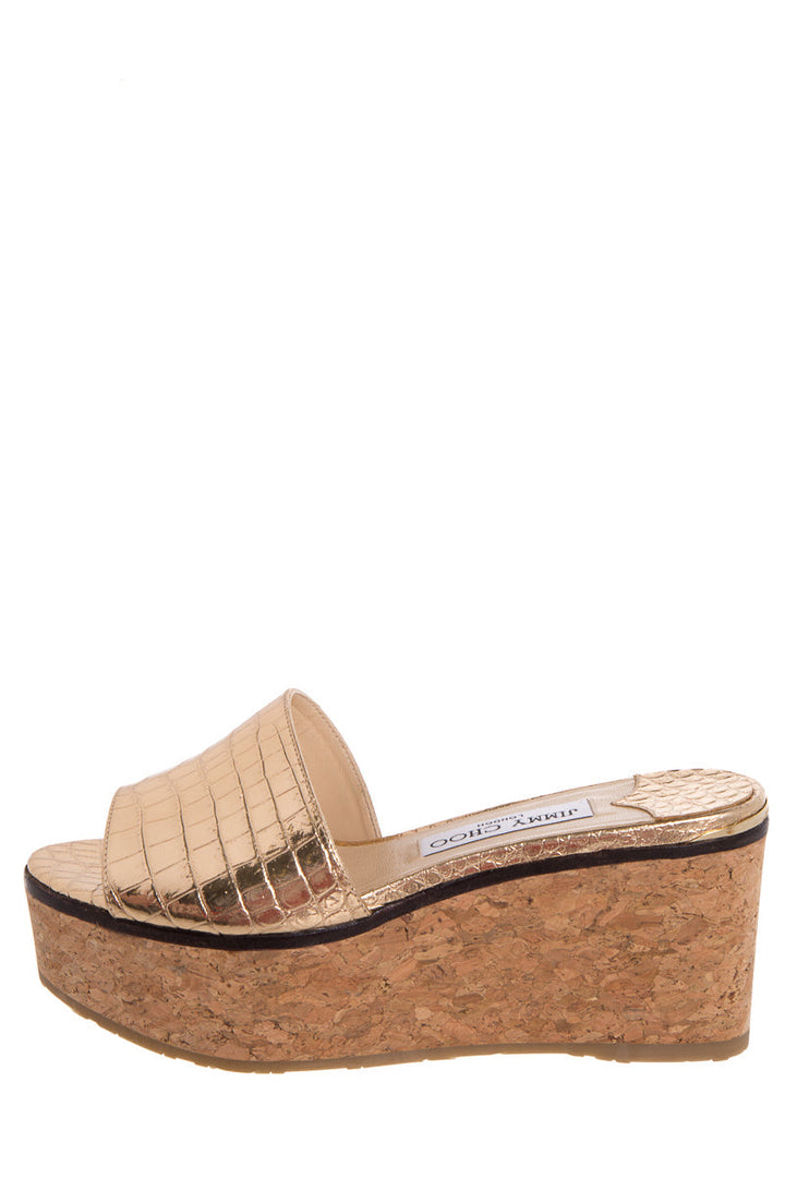 Jimmy Choo Metallic Gold Wedge SZ 36.5