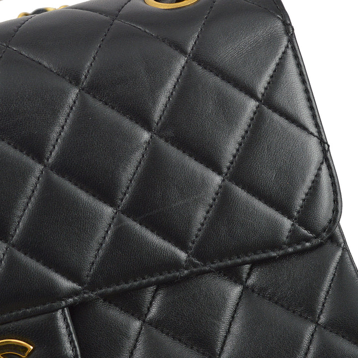 Top Quality Chanel Black Lambskin Double Sided Classic Flap Shoulder Bag