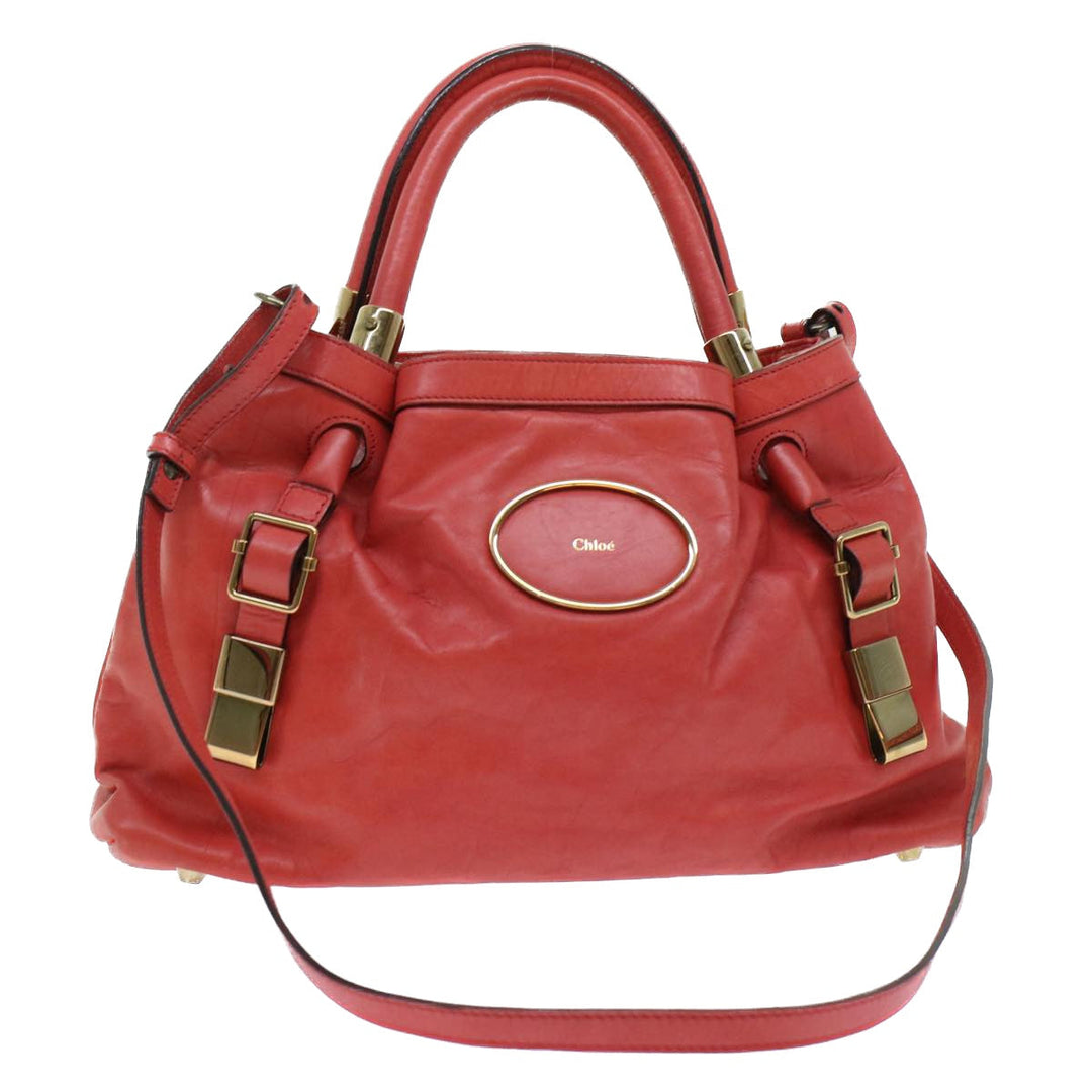 Chloe Victoria Hand Bag Leather 2way Pink 45451