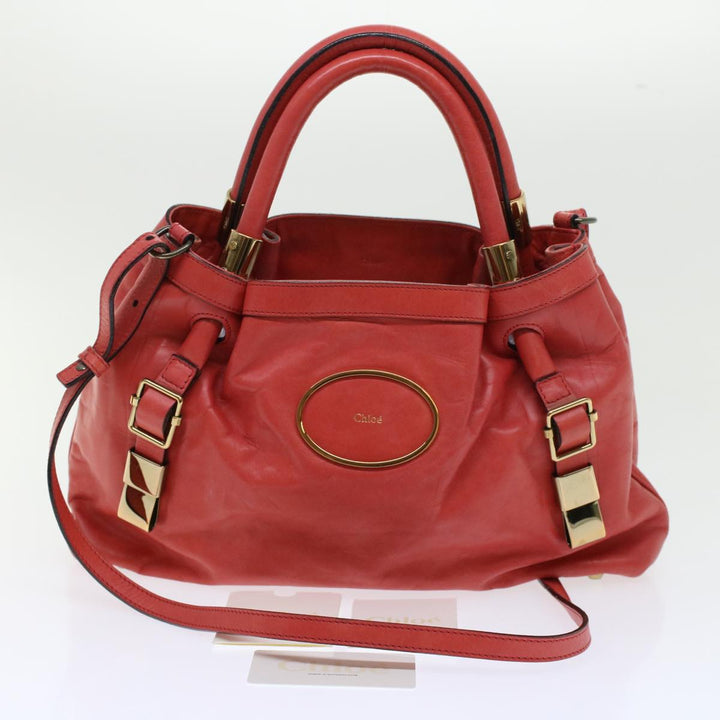Chloe Victoria Hand Bag Leather 2way Pink 45451