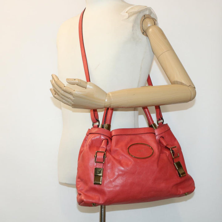 Chloe Victoria Hand Bag Leather 2way Pink 45451