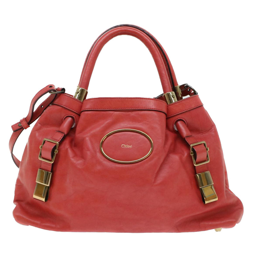 Chloe Victoria Hand Bag Leather 2way Pink 45451