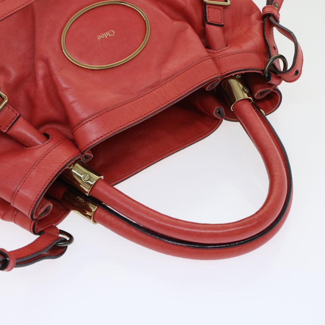 Chloe Victoria Hand Bag Leather 2way Pink 45451