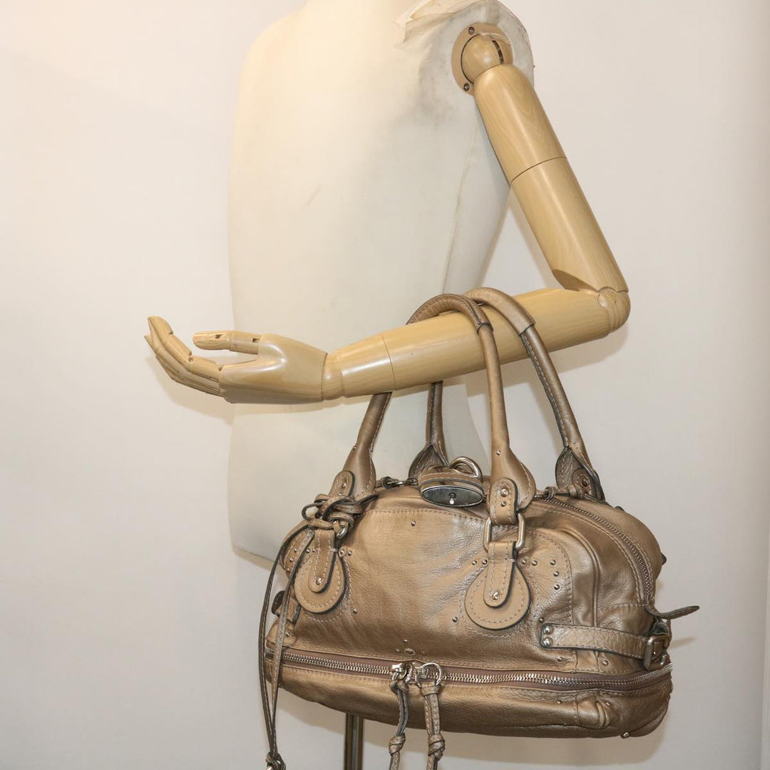 Chloe Paddington Hand Bag Leather Beige 45609