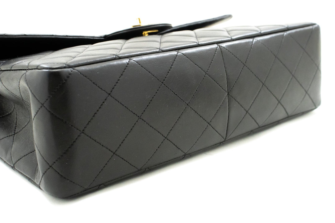 Top Quality Chanel Classic Large 11" Chain Shoulder Bag New Black Lambskin