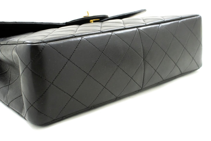 Top Quality Chanel Classic Large 11" Chain Shoulder Bag New Black Lambskin