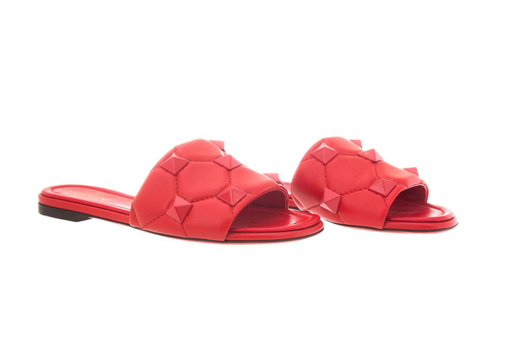Valentino Red Leather Rockstud Slides SZ 35